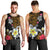 Hawaii Turtle and Tropical Flower Men Tank Top Polynesian Pattern