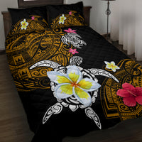 Hawaii Turtle and Tropical Flower Quilt Bed Set Polynesian Pattern LT03 Black - Polynesian Pride