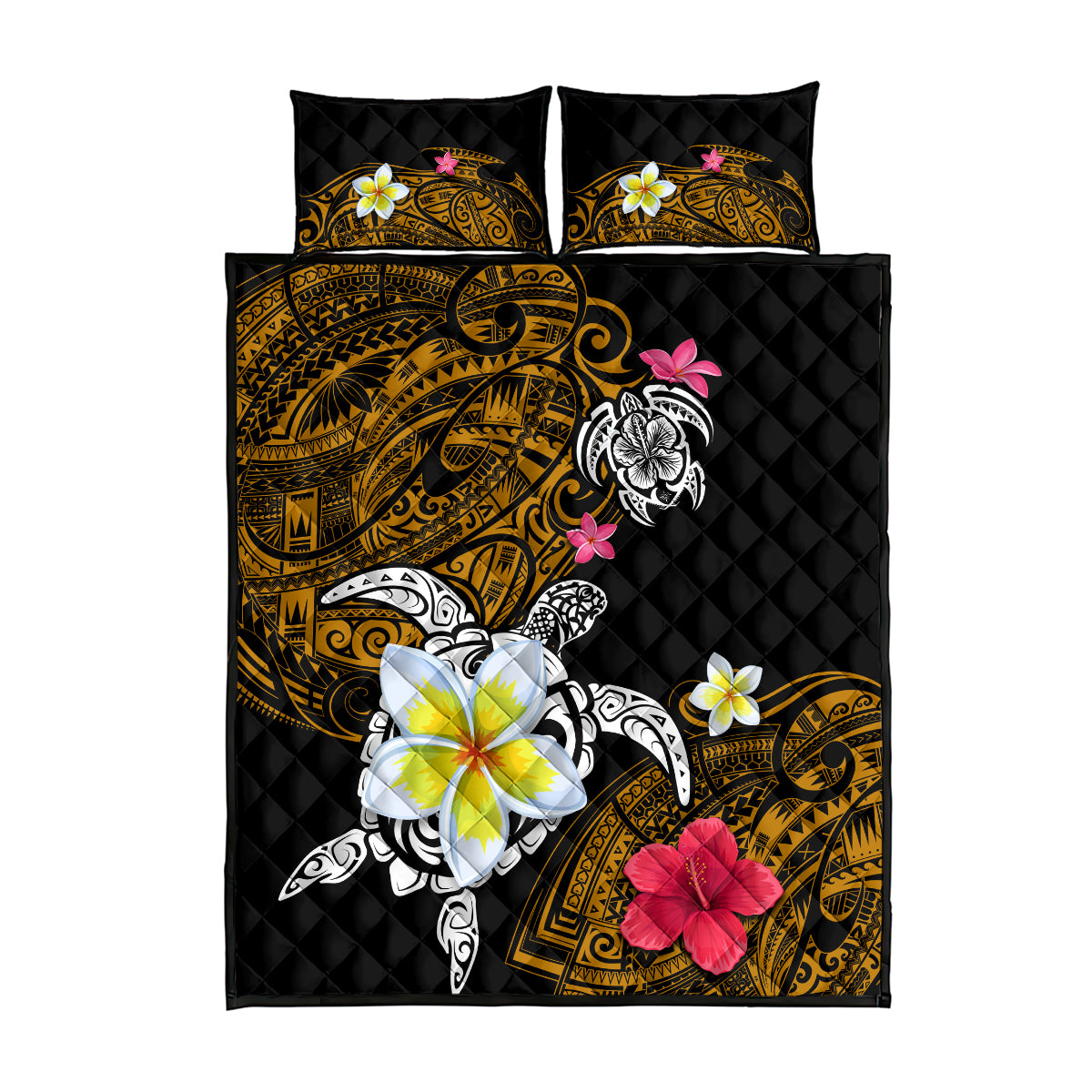 Hawaii Turtle and Tropical Flower Quilt Bed Set Polynesian Pattern LT03 - Polynesian Pride