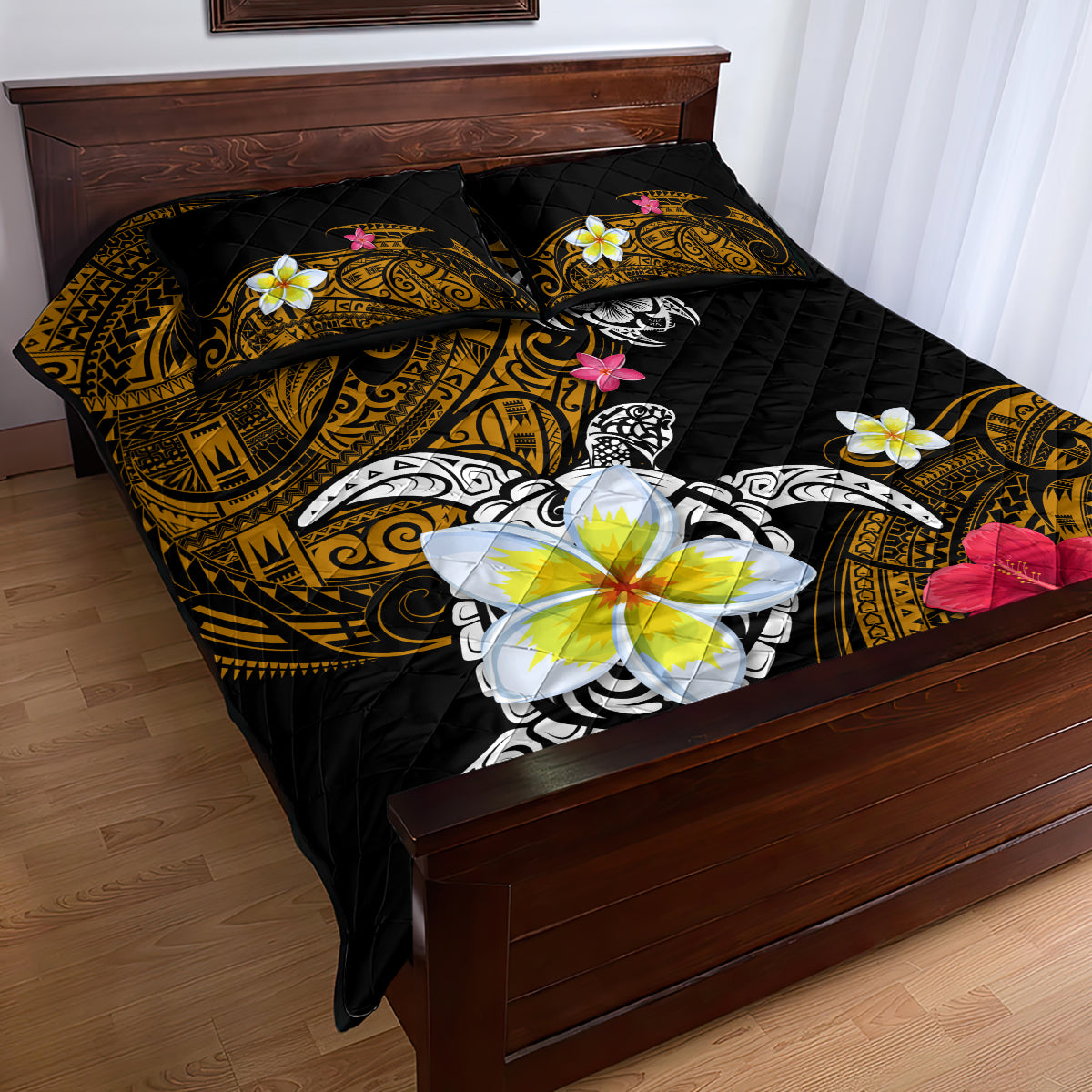 Hawaii Turtle and Tropical Flower Quilt Bed Set Polynesian Pattern LT03 - Polynesian Pride