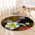 Hawaii Turtle and Tropical Flower Round Carpet Polynesian Pattern