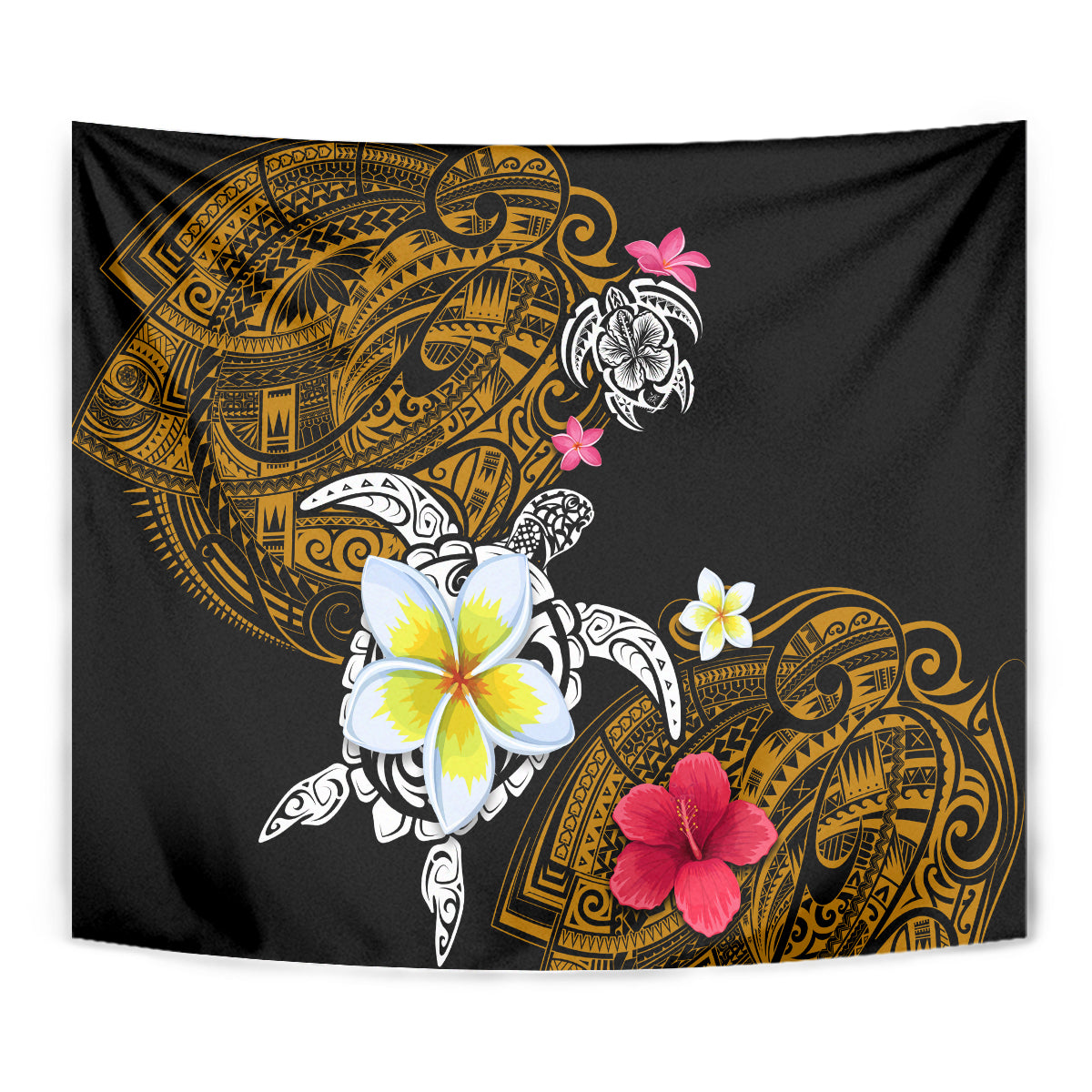 Hawaii Turtle and Tropical Flower Tapestry Polynesian Pattern LT03 - Polynesian Pride