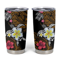 Hawaii Turtle and Tropical Flower Tumbler Cup Polynesian Pattern LT03 Black - Polynesian Pride