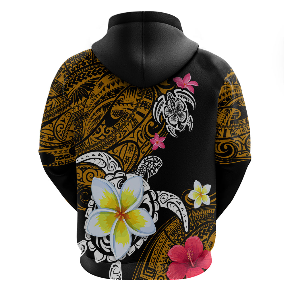 Hawaii Turtle and Tropical Flower Zip Hoodie Polynesian Pattern LT03 - Polynesian Pride