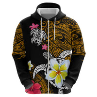 Hawaii Turtle and Tropical Flower Zip Hoodie Polynesian Pattern LT03 - Polynesian Pride
