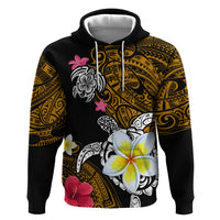 Hawaii Turtle and Tropical Flower Zip Hoodie Polynesian Pattern LT03 Pullover Hoodie Black - Polynesian Pride