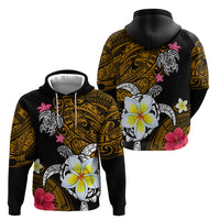 Hawaii Turtle and Tropical Flower Zip Hoodie Polynesian Pattern LT03 - Polynesian Pride