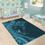 Hawaiian Manta Ray and Polynesian Tribal Tattoo Area Rug Turquoise Color LT03