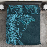 Hawaiian Manta Ray and Polynesian Tribal Tattoo Bedding Set Turquoise Color LT03 Turquoise - Polynesian Pride