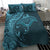 Hawaiian Manta Ray and Polynesian Tribal Tattoo Bedding Set Turquoise Color LT03