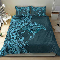 Hawaiian Manta Ray and Polynesian Tribal Tattoo Bedding Set Turquoise Color LT03 - Polynesian Pride