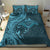 Hawaiian Manta Ray and Polynesian Tribal Tattoo Bedding Set Turquoise Color LT03