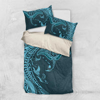 Hawaiian Manta Ray and Polynesian Tribal Tattoo Bedding Set Turquoise Color LT03 US Twin 172cm x 218cm Turquoise - Polynesian Pride
