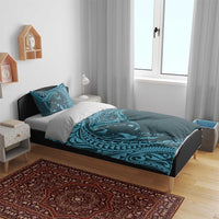Hawaiian Manta Ray and Polynesian Tribal Tattoo Bedding Set Turquoise Color LT03 - Polynesian Pride