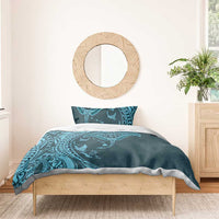Hawaiian Manta Ray and Polynesian Tribal Tattoo Bedding Set Turquoise Color LT03 - Polynesian Pride