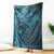 Hawaiian Manta Ray and Polynesian Tribal Tattoo Blanket Turquoise Color LT03