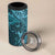 Hawaiian Manta Ray and Polynesian Tribal Tattoo 4 in 1 Can Cooler Tumbler Turquoise Color