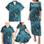 Hawaiian Manta Ray and Polynesian Tribal Tattoo Family Matching Puletasi and Hawaiian Shirt Turquoise Color LT03