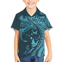 Hawaiian Manta Ray and Polynesian Tribal Tattoo Hawaiian Shirt Turquoise Color LT03 - Polynesian Pride
