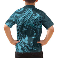 Hawaiian Manta Ray and Polynesian Tribal Tattoo Hawaiian Shirt Turquoise Color LT03 - Polynesian Pride