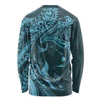 Hawaii Manta Ray Polynesian Tribal Tattoo – Long Sleeve Shirt – Turquoise LT03 - Polynesian Pride