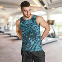 Hawaiian Manta Ray and Polynesian Tribal Tattoo Men Tank Top Turquoise Color LT03 Turquoise - Polynesian Pride