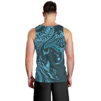 Hawaiian Manta Ray and Polynesian Tribal Tattoo Men Tank Top Turquoise Color LT03 - Polynesian Pride