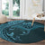 Hawaiian Manta Ray and Polynesian Tribal Tattoo Round Carpet Turquoise Color LT03