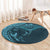 Hawaiian Manta Ray and Polynesian Tribal Tattoo Round Carpet Turquoise Color LT03