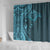 Hawaiian Manta Ray and Polynesian Tribal Tattoo Shower Curtain Turquoise Color LT03