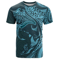 Hawaiian Manta Ray and Polynesian Tribal Tattoo T Shirt Turquoise Color LT03 Turquoise - Polynesian Pride
