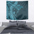 Hawaiian Manta Ray and Polynesian Tribal Tattoo Tapestry Turquoise Color LT03