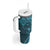 Hawaiian Manta Ray and Polynesian Tribal Tattoo Tumbler With Handle Turquoise Color