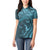 Hawaiian Manta Ray and Polynesian Tribal Tattoo Women Polo Shirt Turquoise Color LT03