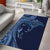 Hawaiian Manta Ray and Polynesian Tribal Tattoo Area Rug Dark Navy Color LT03