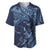 Hawaiian Manta Ray and Polynesian Tribal Tattoo Baseball Jersey Dark Navy Color LT03