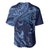 Hawaiian Manta Ray and Polynesian Tribal Tattoo Baseball Jersey Dark Navy Color LT03