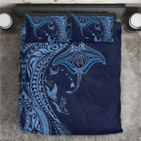 Hawaiian Manta Ray and Polynesian Tribal Tattoo Bedding Set Dark Navy Color LT03 Dark Navy - Polynesian Pride