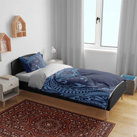 Hawaiian Manta Ray and Polynesian Tribal Tattoo Bedding Set Dark Navy Color LT03 - Polynesian Pride