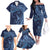 Hawaiian Manta Ray and Polynesian Tribal Tattoo Family Matching Off The Shoulder Long Sleeve Dress and Hawaiian Shirt Dark Navy Color LT03