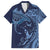 Hawaiian Manta Ray and Polynesian Tribal Tattoo Family Matching Off Shoulder Short Dress and Hawaiian Shirt Dark Navy Color LT03