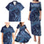 Hawaiian Manta Ray and Polynesian Tribal Tattoo Family Matching Puletasi and Hawaiian Shirt Dark Navy Color LT03