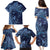 Hawaiian Manta Ray and Polynesian Tribal Tattoo Family Matching Puletasi and Hawaiian Shirt Dark Navy Color LT03