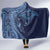 Hawaiian Manta Ray and Polynesian Tribal Tattoo Hooded Blanket Dark Navy Color LT03