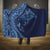 Hawaiian Manta Ray and Polynesian Tribal Tattoo Hooded Blanket Dark Navy Color LT03