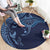 Hawaiian Manta Ray and Polynesian Tribal Tattoo Round Carpet Dark Navy Color LT03