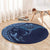 Hawaiian Manta Ray and Polynesian Tribal Tattoo Round Carpet Dark Navy Color LT03