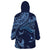 Hawaiian Manta Ray and Polynesian Tribal Tattoo Wearable Blanket Hoodie Dark Navy Color LT03