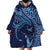 Hawaiian Manta Ray and Polynesian Tribal Tattoo Wearable Blanket Hoodie Dark Navy Color LT03