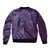 Hawaiian Manta Ray and Polynesian Tribal Tattoo Bomber Jacket Purple Color LT03